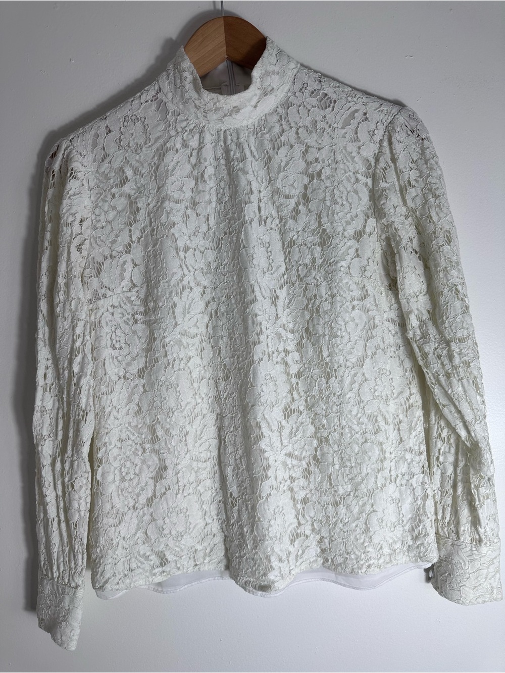Lauren Ralph Lauren Ivory Lace High-Neck Blouse